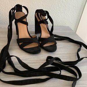 Black Leg Tie Heels